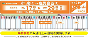 E3A 南九州自動車道　夜間通行止め