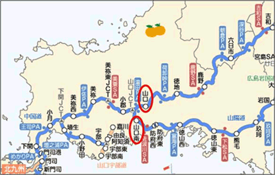 山口IC及び山口南IC周辺簡略地図