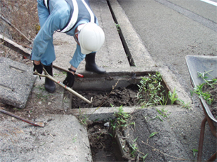 道路脇の排水ます清掃状況