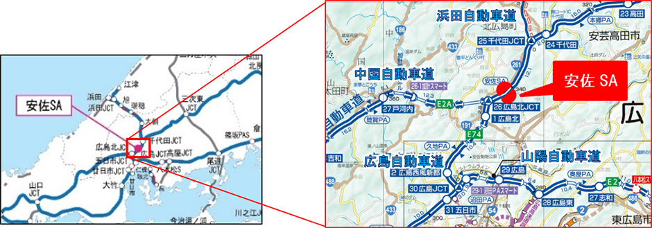 安佐SAの所在地・位置図